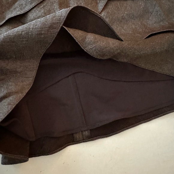 Adrianna Papell Brown Embroidered Floral Overlay Top Shimmer Tiered Dress NWT 6 - Picture 9 of 15